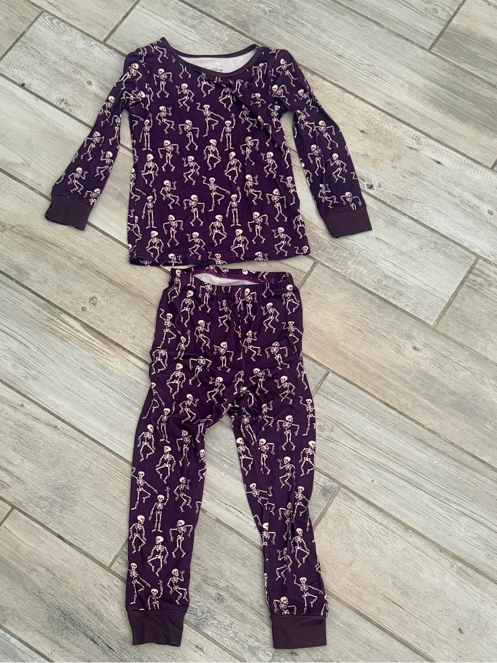SweetHoney Purple Skeleton Print Kids Pajama Set